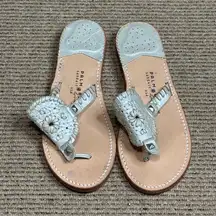 Palm Beach Silver Gray Leather Luxe crafted Thong Sandals Size 9