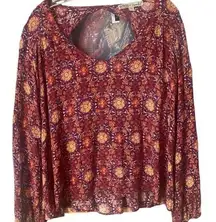 Gypsies & Moondust Long Sleeve Peasant Blouse. Size Large.