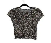 Brown & Black Leopard Print Thermal Cropped Top