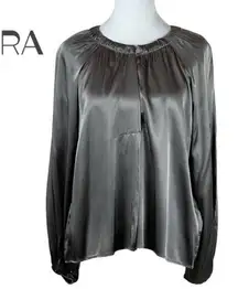 ZARA  Metallic Silver Satin Gathered Party Event Date Night Top NWT Size M