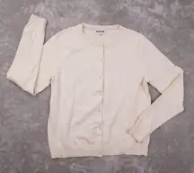 Boden Button Up Cardigan Women's Medium Ivory Long Sleeve Crochet Trim Preppy