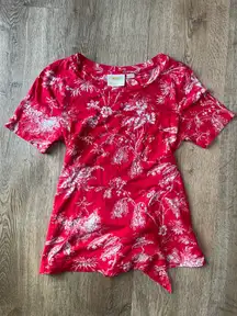 Maeve Anthropologie Red Toile Tie Back Blouse Top S Cottagecore Chic