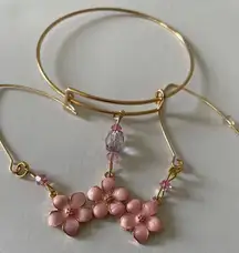 Handmade Pink Enamel Cherry Blossoms JEWELRY Serv