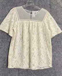 Maurices Ivory‎ Lace Overlay Mesh Yoke Top XS NWT Cream Floral Blouse