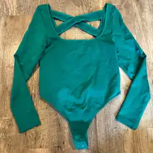 Anthropologie Emerald Green The Viviette Long-Sleeve Bodysuit Size L/XL