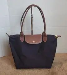 Longchamp Tote Bag in Navy and Brown