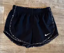 Nike Women's Black Athletic Shorts with Patterned Trim- Size S/M