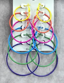 Rainbow‎ Multi Color Mixed Sized Hoop Dangle Hook Fashion Jewelry JB2-21