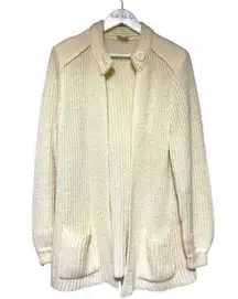 Vintage Cream Cardigan Large One Button  Closure
