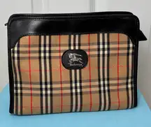 Vintage Burberrys Nova Check Clutch Canvas Bag