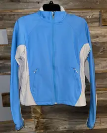 Marmot- wind stopper- women’s jacket- Medium- blue and tan color-soft shell