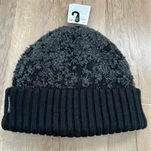 Women's Ombre Knit Textured Beanie Black/Graphite Grey one size NWT
