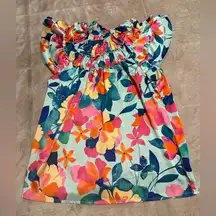 BIBI Sleeveless Blouse Size Small Floral Flowy Ruffles Top Spring Summer