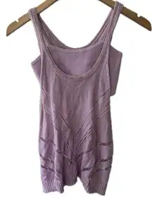 By Anthropologie Lavender Twinset Cropped Knit Bandeau Tank Crochet Racerback S