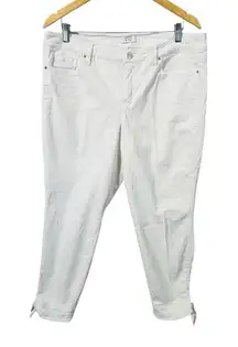 Crown & Ivy White Jeans Ankle Bow Tie Detail Women Plus Size‎ 16