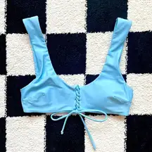 Aerie Blue Lace Front Bikini Top XS
