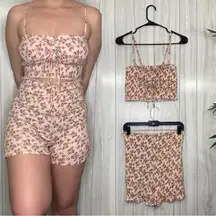 NWT Free People FP One Maia Petal Meadow Set Bandeau Top Smocked Shorts NEW