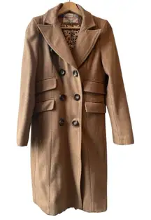 Vintage Pink Martini Tan Wool Coat Y2K Size Small tan minimalist camel classic