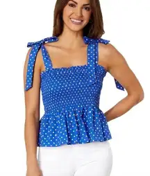 LILLY PULITZER RIVERA SMOCKED TIE STRAP BLUE PINK TOP XL