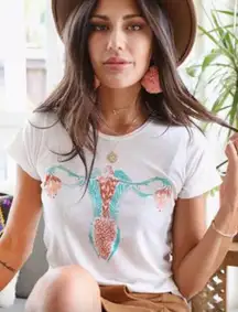 Dazey LA Cuterus White Feminist Graphic Tee S