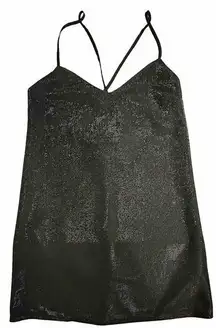 Forever 21 Little Black Spaghetti Straps Sparkling Dress Side Zip Size Small