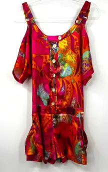 Y2k Apple Bottoms Women's Lightweight Button Front Romper Multicolor‎ Size 11 12