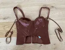 Boohoo  Satin Boned Corset Top in Brown