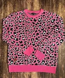 Simply Southern  Pink Black Cheetah Animal Print Pullover Sweater Top Size XL