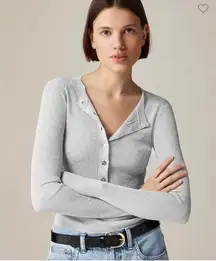 J.Crew Ribbed henley sweater with Lurex® metallic threads