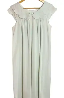 Shadowline Vintage Pastel Blue Teal Romantic Nightgown Lace Detail Women's M
