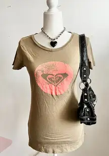 Green‎ Roxy Logo T Shirt Surf Vintage Graphic Tee Y2K 2000s Retro XS