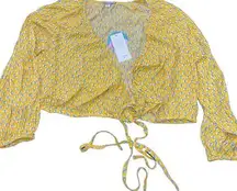 RHODE Crop Top Size 3XL Yellow Boho Prairie Coquette Hippie FLORAL DESIGNER NWT