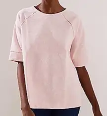 LOFT Light Pink Floral Jacquard Raglan Half Sleeve Shirt