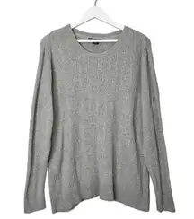 Women's Round Neck Cable Knit Sweater Grey Size XXL