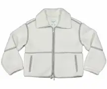 Size Small Abercrombie & Fitch White Sherpa Fleece Full Zip Jacket