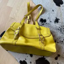 COLE HAAN Yellow Leather Shoulder Bag Purse‎