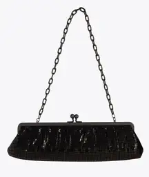 Whiting & Davis Vintage Black Mesh Evening Bag Shoulder Bag or Clutch 13” x 4”