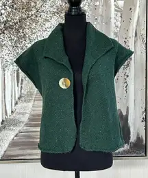 J.Jill Womens Dark Green Merino Wool/Cotton Blend Short Sleeve Collared Vest- MP