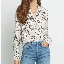 Rails Rebel Silk Shirt in Natural Abstract Animal Print Size XS