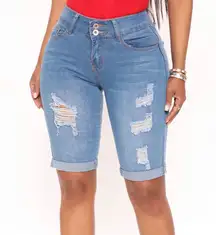 Medium Blue Wash Bermuda Shorts