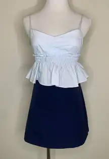 Zara Trafaluc Romper Dress Sz XS Blue Peplum