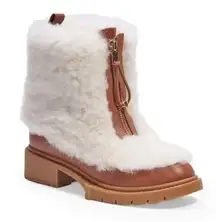 Coach Leona Shearling Zip-Up Boots 7.5 NWT