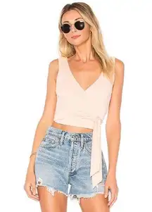 Revolve by the way. Mina Ribbed Wrap Top in Peach crop top Sz small