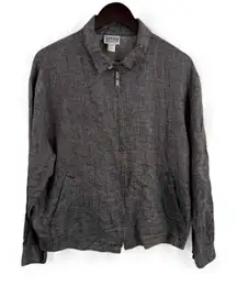 Chicos‎ Design Dark Grey Zip Up Linen Blend Lightweight Casual Jacket Size Small