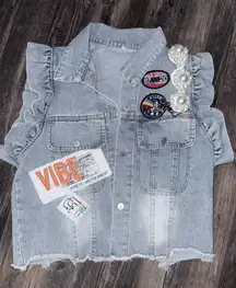 Denim Vest with Patches and Embellishments