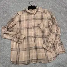 Divided Beige and Brown Plaid Cholo flannel