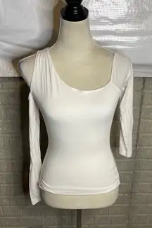 Reiss Womens White Asymmetrical Neckline One Open Shoulder Stretchy Top‎ Size XS