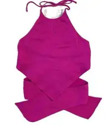 DO+BE Women's Medium Hot Pink Barbiecore Crop Halter Top Ties Around Back Shirt