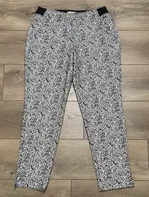Tommy Bahama Everyday Active Mid Rise Leaf Print Golf Pants Black White Small