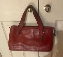 COPY - Medium Fossil Red Shoulder Bag with Smooth Leather Finish